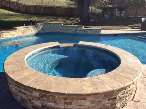 this image shows stacked stone pool deck